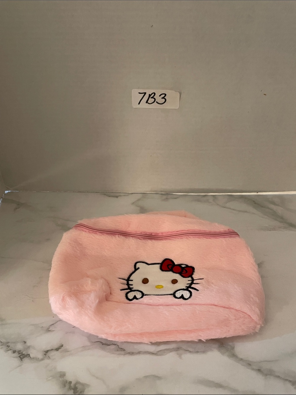Hello Kitty Pink Plush Pouch with Red Bow